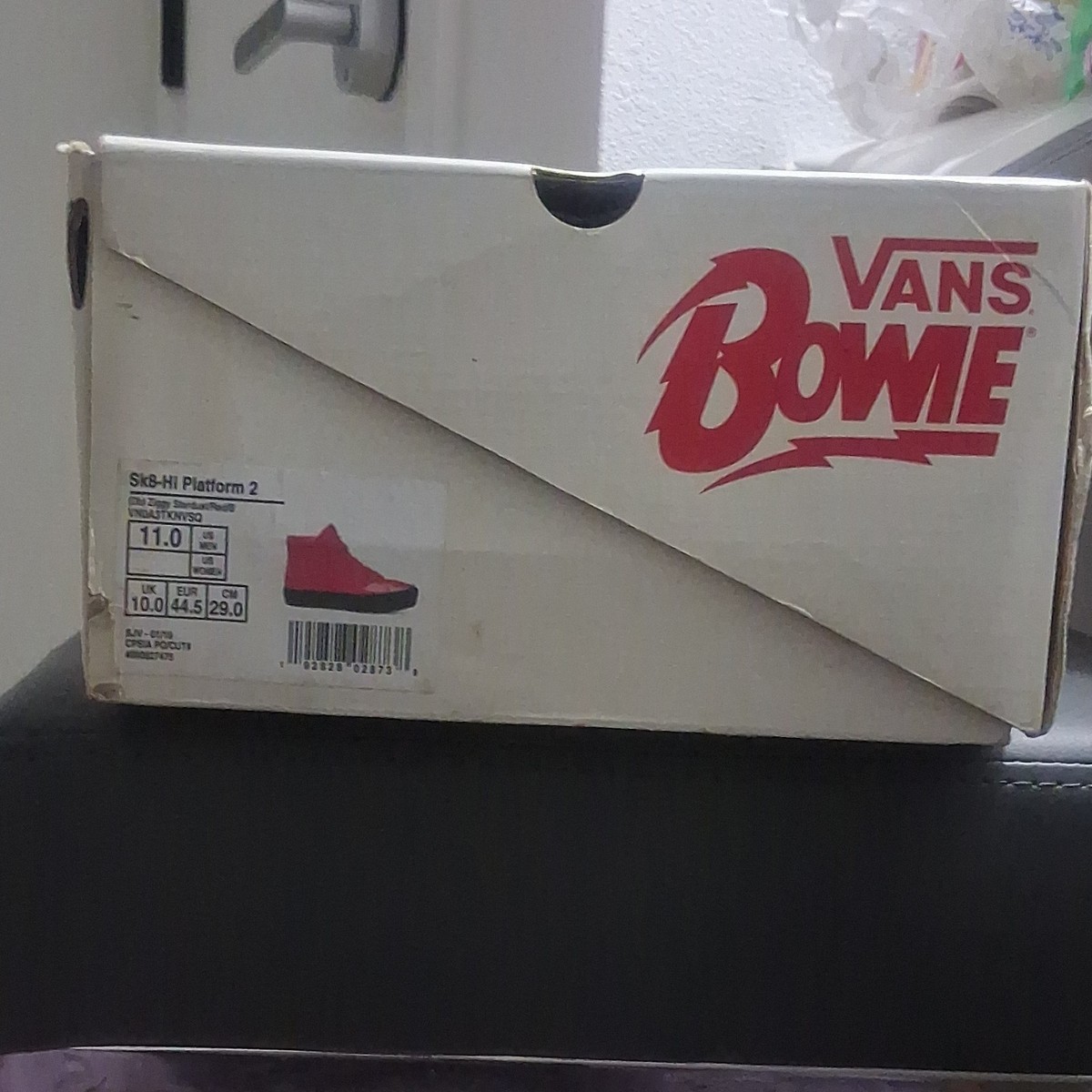 Vans Sk8-Hi Platform 2 Bowie Logo Print High Top Leather Red  display picture 2