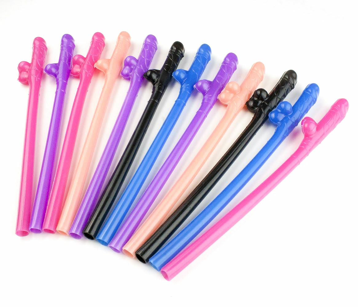 12 Coloured Willy Straws Penis Straws Dick Straw Party Tableware Hen