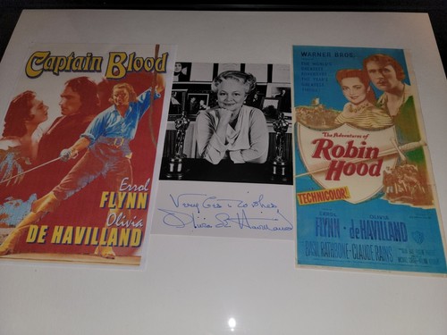 Olivia De Havilland autografo firmato a mano 4 x 6 FOTO incorniciato