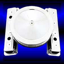 Chrome Center Bolt Valve Covers & Air Cleaner Combo For Chevy 327 350 400 SBC