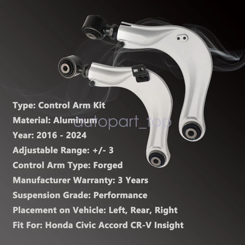 2X Kit de alineación de brazos de control superiores aptos para Acura Integra 2016 2017-2024 Foto 2 de 4