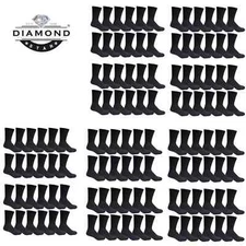 12 Pairs Men Solid Sports Crew Socks Work Athletic Casual Cotton Size 9-11 10-13