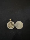 10K Yellow Gold Statue of Liberty Lady Coin Charm Pendant. Copy