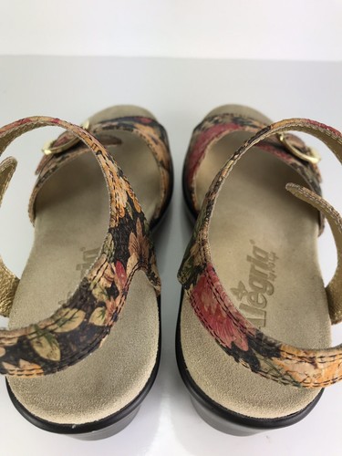 Alegria Daisy Wedge Sandals Sz 35 5-5.5 Cushioned Footbed Gold Boho Shabby NEW - Picture 7 of 9