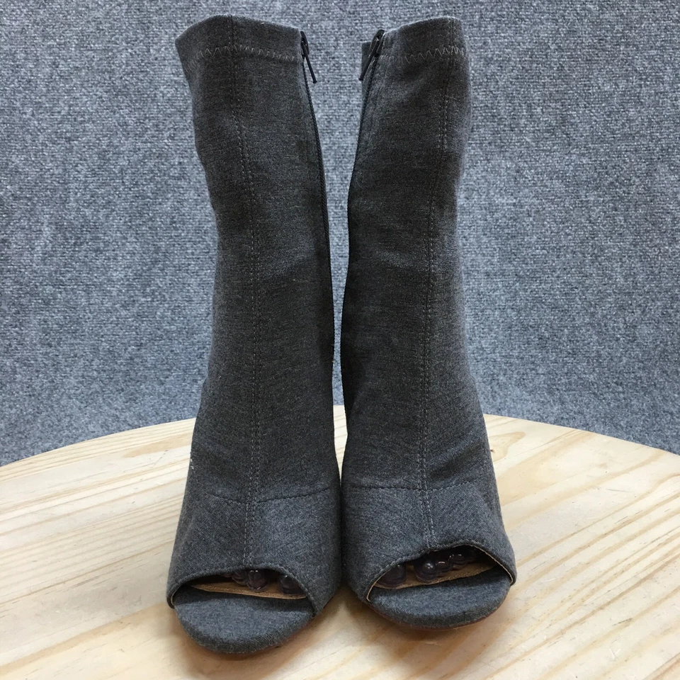 Botas Liliana para mujer 8,5 informales cremallera lateral punta abierta tacones botín tela gris Foto 4 de 4