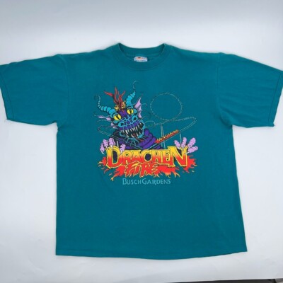 vintage 90s BUSCH GARDENS DRACHEN FIRE T-Shirt XL/2XL roller