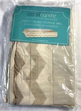 CLOSET CANDIE UNDER THE BED STORAGE BAG CREAM TAN ZIG ZAG 39.4 X17.7X6 NIP