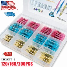 100/200Pcs Heat Shrink Butt Terminals Assortment Splice Crimp Wire Connector Kit