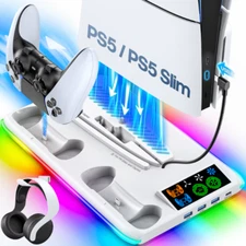 PS5 Slim Stand Cooling Fan RGB Controller Charging Station for Sony PlayStation5