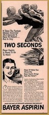 1949  Bayer Aspirin "In Two Seconds" Women Swimmers Print Ad