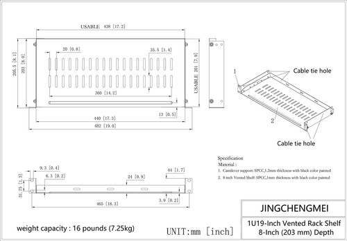 JINGCHENGMEI 1U Vented Rack Shelf Universal Rack Tray No Lip for 19 Inches Ne... - Picture 4 of 6