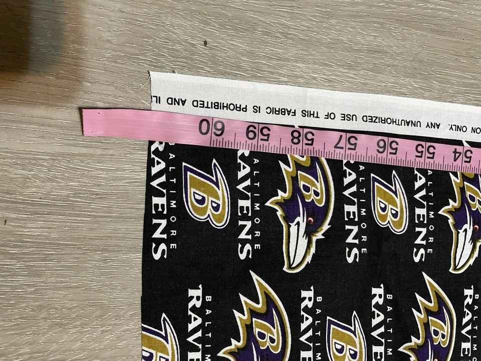 Baltimore Ravens NFL Design 100% Cotton Fabric Pattern 62x58 - Image 4 of 4