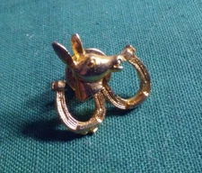 Democratic Political Party DONKEY & Horseshoes Old Tie Tack Pin Gold-Tone Metal