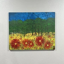 Flowers And Trees Oil Painting Landscape Impressionism Original 24x30