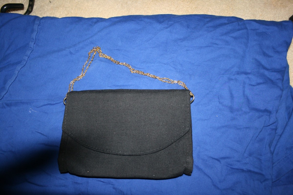 SWAFFORD ORIGINAL MADE IN U.S.A. BLACK SMALL PURSE WITH GOLD CHAIN
