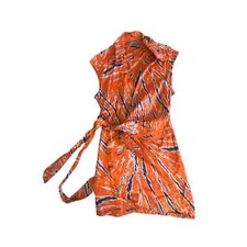 Women S UO Urban Outfitters Silver Sun Orange Wrap Mini Dress Surplice Tie 