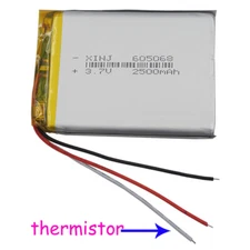 3.7V 2500mAh 9.25Wh Lipo Li Battery 605068 Thermistor 3-Wires For Tablet PC GPS