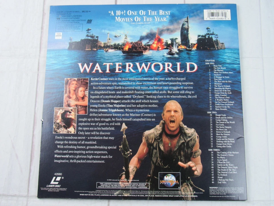 Waterworld, Kevin Costner, Letterbox Extended Play Laser Disc PG13 Foto 2 de 2
