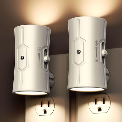 LED Night Light Plug-in 2 Pack Warm White Adjustable Brightness for Hallway B...