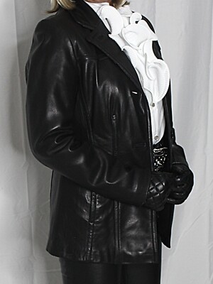 Womens Leather Blazer Jacket Black S-M SOFT Lambskin Vintage