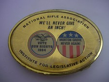 1984 NATIONAL RIFLE ASSOCIATION STARS  STRIPES NRA RED WHITE  BLUE BELT BUCKLE