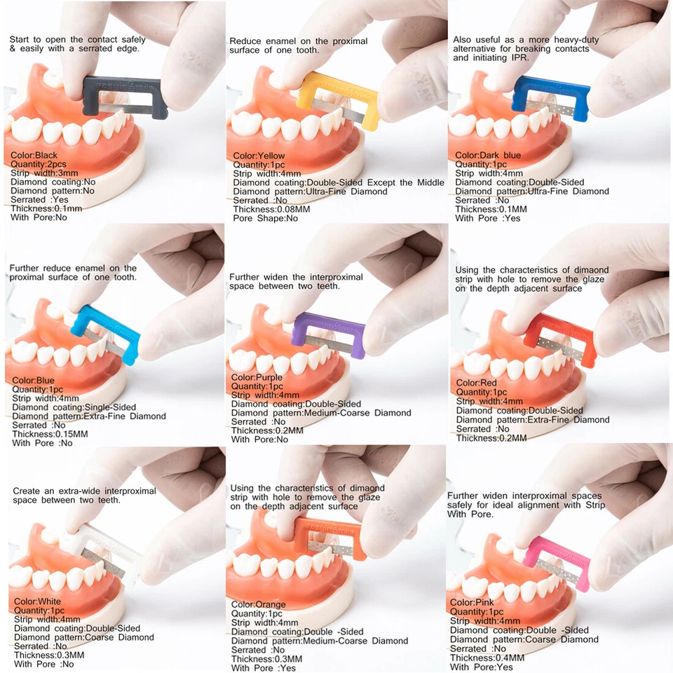 10 tiras de reducción interproximal dental tiras de ortodoncia IPR sierra de pulido Foto 3 de 4