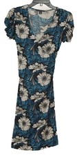 Banana Republic Women’s Dress XS Blue Gray Floral A Line Belted V Neck Pullover