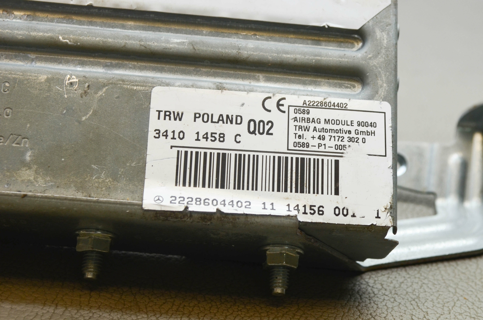 MERCEDES BENZ S CLASS W222 Rear Right Side Airbag SRS OEM  