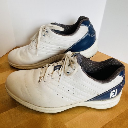 Spikeless Golf Shoes White Leather Lace 