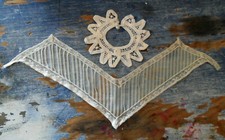 2 Vintage White Lace COLLARS for DOLLS, Pearly Button, Cotton Imperial Elegance