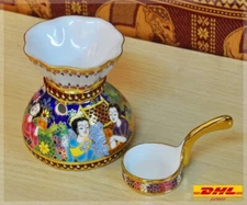 Essential Spa Oil Burner Songkran Festival Pattern Thai Handmade Premium Gift 