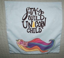 Stay Wild Unicorn Child Mermaid Throw Pillow Cases Cushion Cover 16" Fast Ship