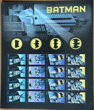 BATMAN USPS TIMBRE FEUILLE 20 auto-adhésifs #4928-35 4 logos différents 2014 vintage