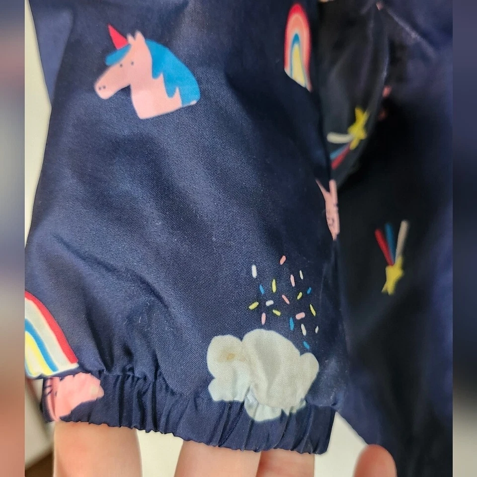 Abrigo Carter's Niñas Talla S Azul Marino Arco Iris Gato Unicornio Con Capucha Forrado de Vellón Foto 3 de 4