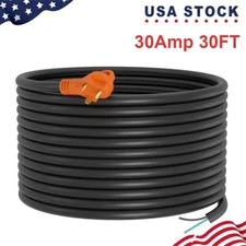 3 Prong Replacement 30AMP RV Power Cord 30Ft One End for Hard Wiring