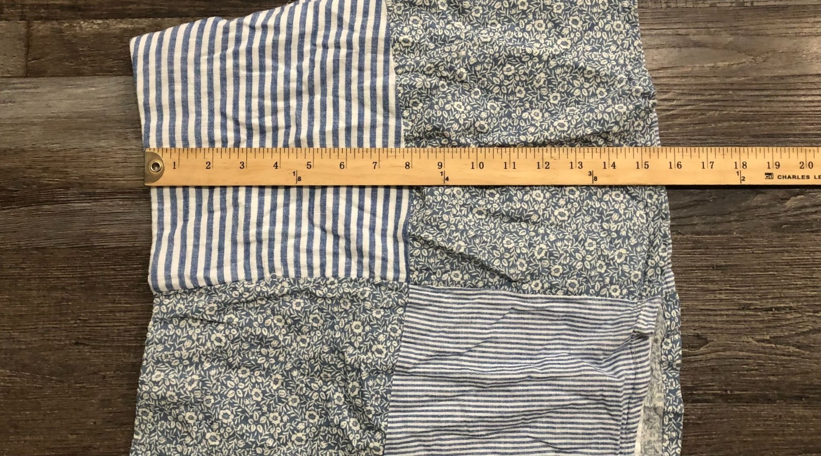 American Eagle Large Blue/White Patchwork Linen/C… - image 6