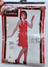 Girls Medium 8-10 Red Roaring 20's Flapper Costume Forum Novelties READ