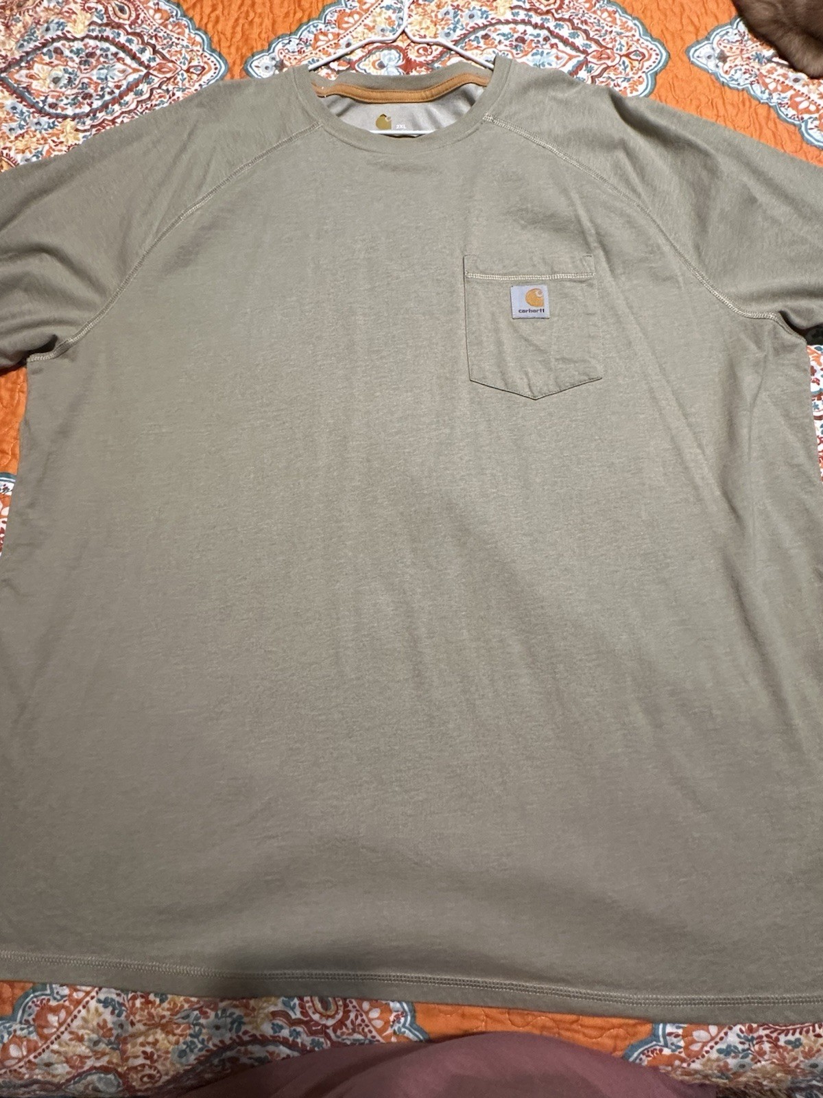 Carhartt Force Shirt Men 2XL Green Work Wear Pocket Tee Short Sleeve Relaxed Fit
