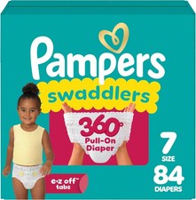 Pampers Swaddlers 360 Pull-On Diapers, Size 7, 84 Count for up to 100 Leakpro