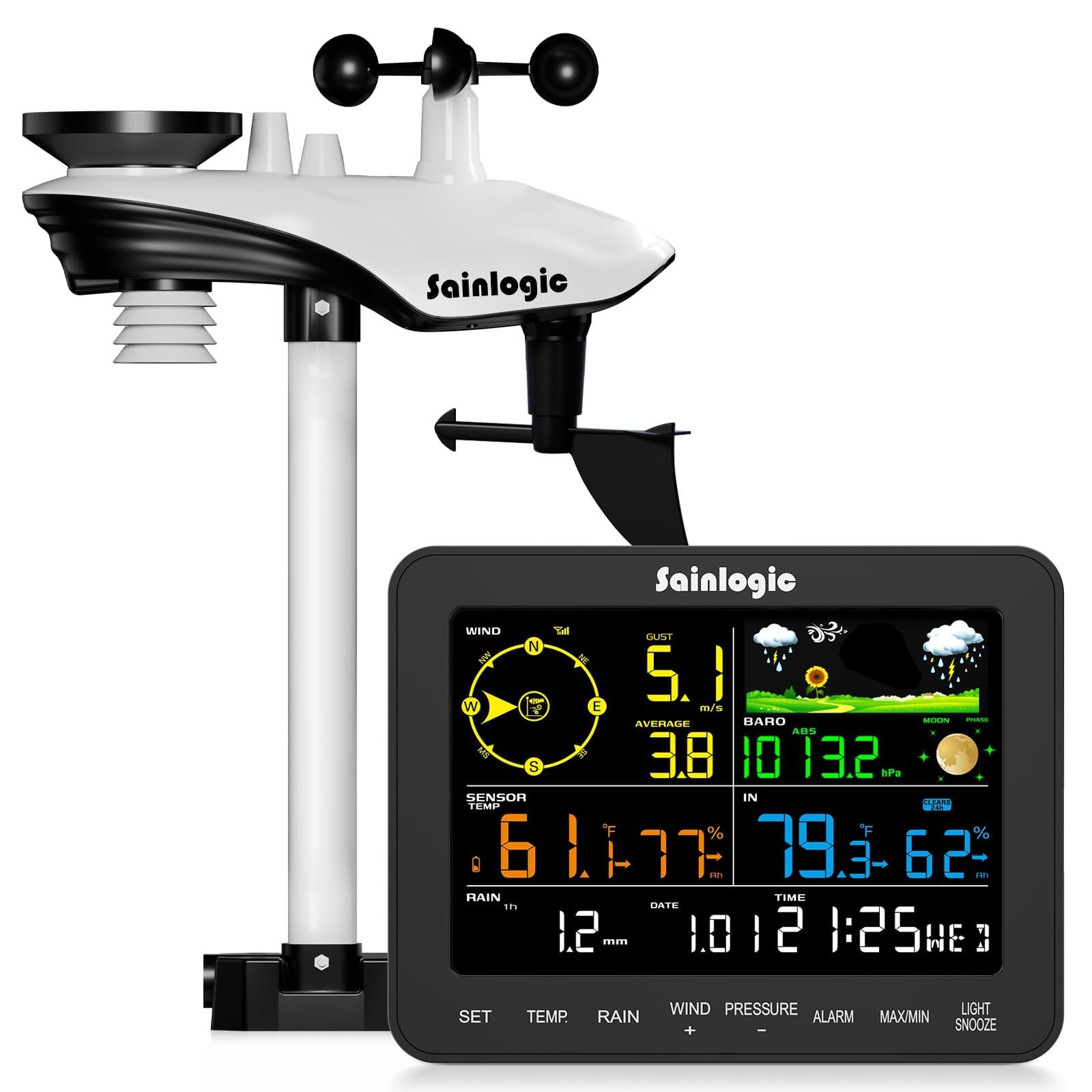 S Wireless Indoor Outdoor Sa6, Weather Station With Rain Gauge...