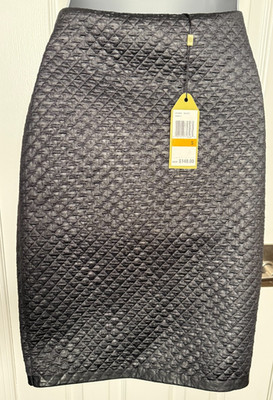 Vintage MaxStudio Black Basket Diamond Jacquard Skirt NWT