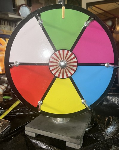 12" Multicolor Dry Erase Tabletop Prize Wheel w/ Steel Pegs. Carnival Game