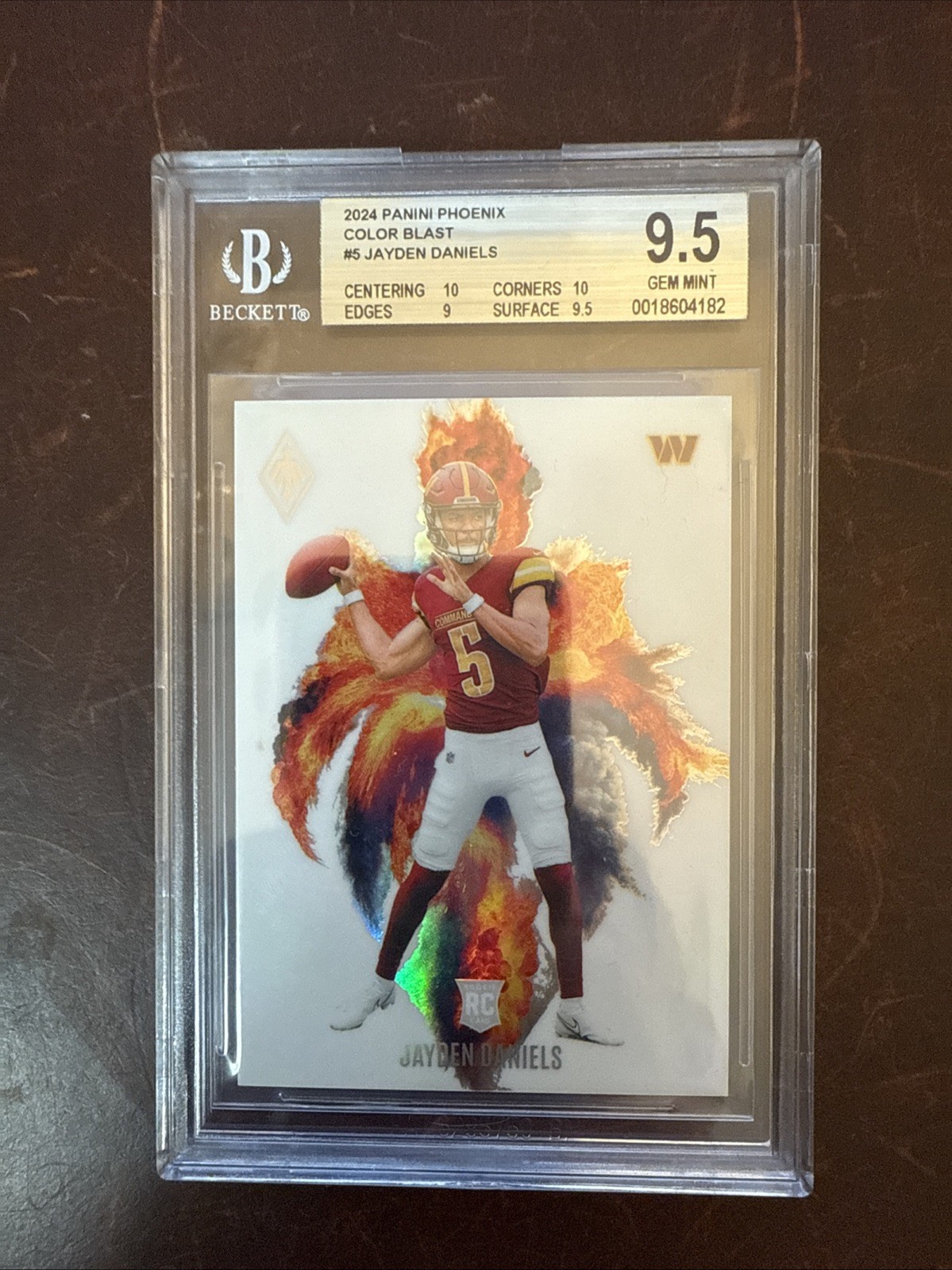 2024 Panini Phoenix Color Blast Jayden Daniels Commanders RC Rookie SSP BGS 9.5