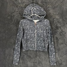 Frank Eileen Tee Lab Doodle Print Zip Up Hoodie Grey Cotton Womens Small