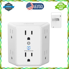 2 Prong to 3 Prong Outlet Adapter, 3 Sided 6 Outlet Widely Spaced Extender, Pola