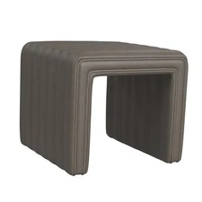 Modern Channel Tufted Home Décor|for Living Pewter Gray Faux Leather Ottoman