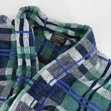 Vtg COLOURS Alexander Julian Thick Terrycloth Robe Blue Grid Windowpane Sz O/S
