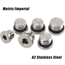 Metric/Inch Flanged Internal Hex Male Blanking Plug A2 Stainless With ED Washers