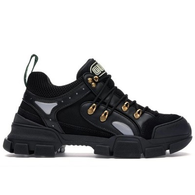 GUCCI Flashtrek Sega Chunky Sneaker Hiking Leather Black Sz 10.5