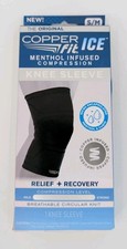 Copper Fit Ice Menthol Infused Compression Knee Sleeve - Black S/M 12"-16"